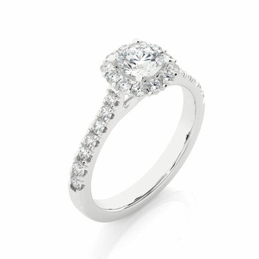 1.10 Ct Round Cut Prong Setting Halo Diamond Engagement Ring In White Gold
