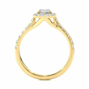 1.10ct Round Cut Halo Engagement Ring Crafted In Yellow Gold