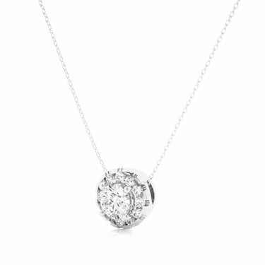 0.35 Ct Round Shaped 4 Prong Set lab Diamond Halo Pendant In White Gold