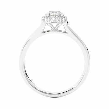 1 Ct Round Cut 4 Prong Set Double Halo Lab Diamond Engagement Ring in White Gold