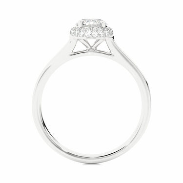 1 Ct Round Cut 4 Prong Set Lab Diamond Double Halo Engagement Ring in White Gold