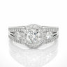 1.45 Ct Round And Pear Cut Prong Set Lab Diamond Three Stone Ring White Gold