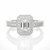1.09 Carat Emerald Cut Halo Lab Grown Diamond Engagement Ring