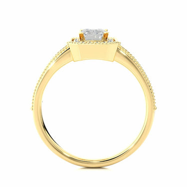 1.05 Carat Emerald Cut Halo Engagement Ring Yellow Gold