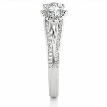 1.15 Ct Round Cut Prong Set Halo Diamond Engagement Ring In White Gold