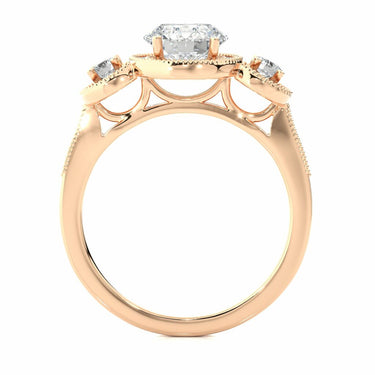 1.45 Ct Round Halo Prong Setting Lab Diamond Wedding Ring In Rose Gold