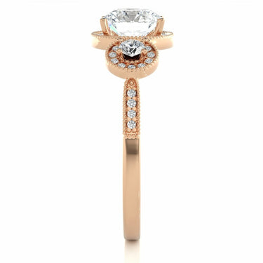 1.45 Ct Round Halo Prong Setting Lab Diamond Wedding Ring In Rose Gold