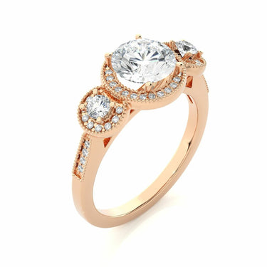 1.45 Ct Round Halo Prong Setting Lab Diamond Wedding Ring In Rose Gold