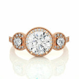 1.45 Ct Round Halo Prong Setting Lab Diamond Wedding Ring In Rose Gold