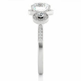 1.45 Ct Round Halo Prong Setting Lab Diamond Wedding Ring In White Gold