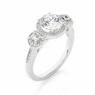 1.45 Ct Round Halo Prong Setting Lab Diamond Wedding Ring In White Gold