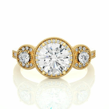 1.45 Ct Round Halo Prong Setting Lab Diamond Wedding Ring In Yellow Gold