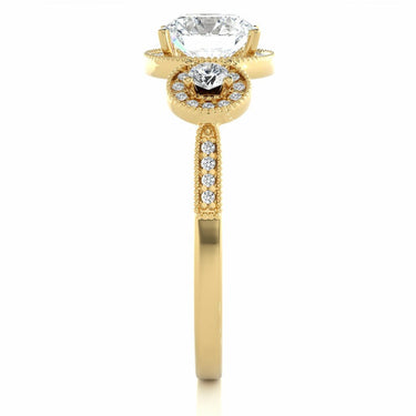 1.45 Ct Round Halo Prong Setting Lab Diamond Wedding Ring In Yellow Gold