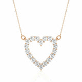 0.50 Ct Round Cut Prong Setting Diamond Heart Shaped Necklace In White Gold
