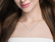 0.50 Ct Round Cut Prong Setting Diamond Heart Shaped Necklace In White Gold