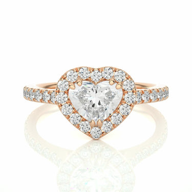 1.35 Carat Heart Shaped Halo Diamond Engagement Ring In Rose Gold