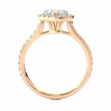 Anillo de compromiso de diamantes con halo en forma de corazón de 1,35 quilates en oro rosa