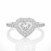 Heart Shape Diamond Double Prongs Halo Ring For Women 950 Platinum Natural Diamond