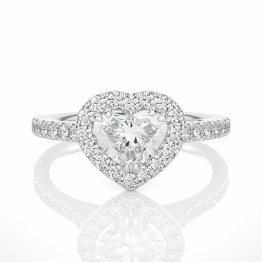 1.35 Carat Lab Diamond Heart Shaped Halo Engagement Ring White Gold