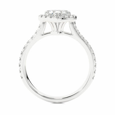 1.35 Carat Heart Shaped Prong Set Lab Diamond Halo Engagement Ring In White Gold