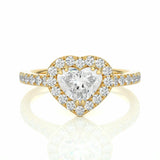 Heart Shape Diamond Double Prongs Halo Ring For Women