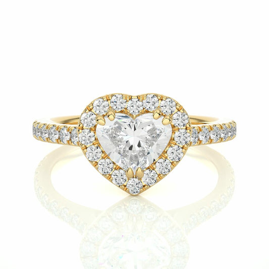 1.35 Carat Heart Shaped Halo Cathedral 6 Prong Diamond Engagemnet Ring