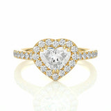 1.35 Carat Heart Shaped Halo Cathedral 6 Prong Diamond Engagemnet Ring 