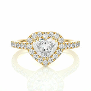 1.35 Carat Heart Shaped Halo Cathedral 6 Prong Diamond Engagemnet Ring 