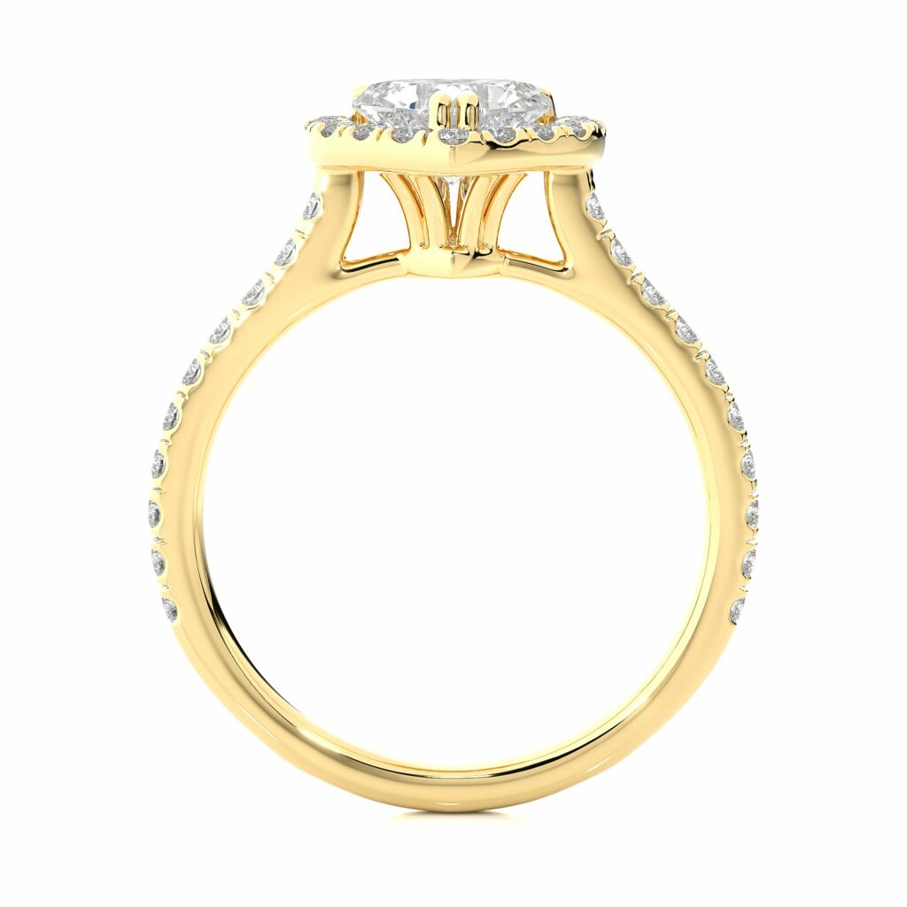 Heart Shape Diamond Double Prongs Halo Ring For Women