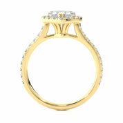 Heart Shape Diamond Double Prongs Halo Ring For Women