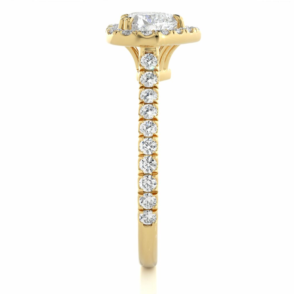 Heart Shape Diamond Double Prongs Halo Ring For Women
