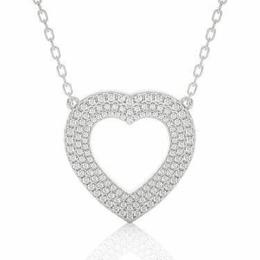 0.75 Ct Heart Shape 3 Raw Pave Setting Diamond Pendant In White Gold