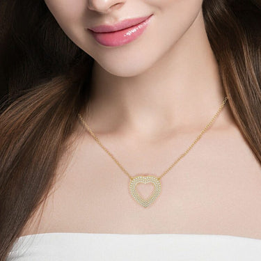 Colgante de diamantes con engaste de pavé en bruto de 0,75 quilates en forma de corazón en oro amarillo 