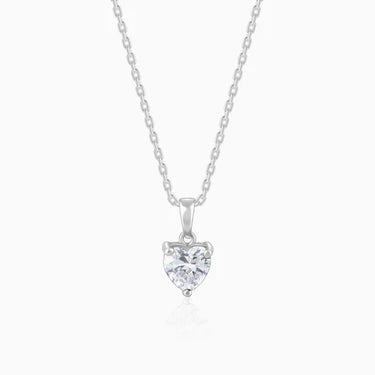 2 Carat Heart Shaped Prong Setting Solitaire Lab Diamond Pendant In White Gold