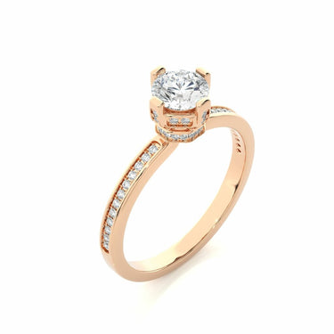 0.80 Ct Engagement Ring With Hidden Halo In Rose Gold