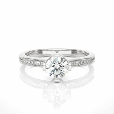 0.80 Ct Round Cut Prong Set Hidden Halo Diamond Engagement Ring In White Gold