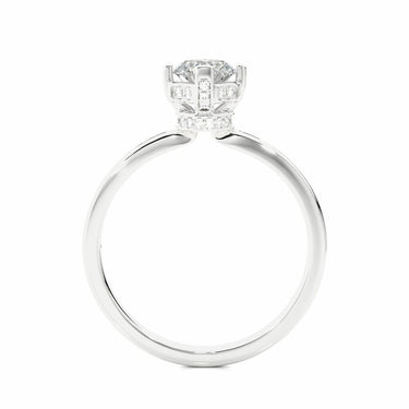 0.80 Ct Round Cut Prong Set Hidden Halo Diamond Engagement Ring In White Gold