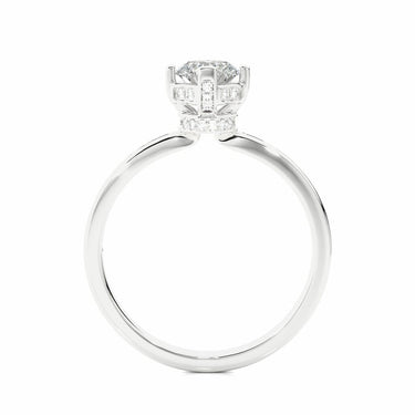 0.80 Ct Round Cut Double Hidden Halo Lab Diamond Ring In White Gold