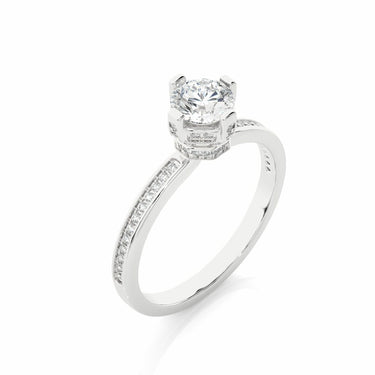 0.80 Ct Lab Diamond Engagement Ring With Hidden Halo In White Gold