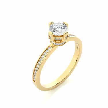 0.80 Ct Engagement Ring With Hidden Halo In Yellow Gold