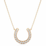 0.30 Ct Round Cut Channel Set Horseshoe Lab Diamond Pendant in White Gold Rose