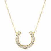 0.30 Ct Round Cut Channel Set Horseshoe Lab Diamond Pendant in White Gold Yellow