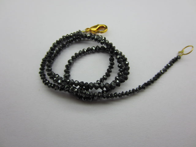 16ct Natural Black Loose Diamond Faceted Beads Strand