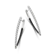 0.70 Ct Round Cut Black & White Diamond Hoop Earrings Fine Jewelry for Women