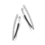 0.70 Ct Round Cut Black & White Diamond Hoop Earrings Fine Jewelry for Women