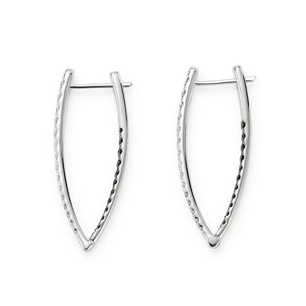 0.70 Ct Round Cut Channel Set Black And White Diamond Hoop Earrings