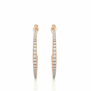 0.40 Ct J Hoop Diamond Earrings for Women Rose Gold