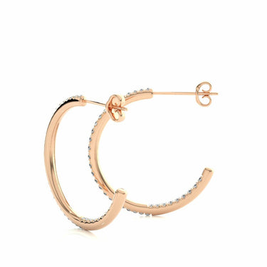 0.40 Ct Channel Setting J Hoop Diamond Earrings In Rose Gold