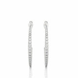 0.80 Carat Round Cut Pave Setting J Hoop Diamond Earrings