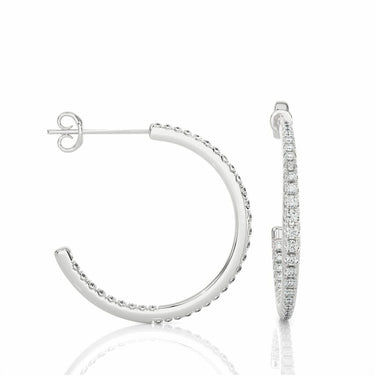 0.80 Ct J Hoop Lab Diamond Earrings for Women White Gold